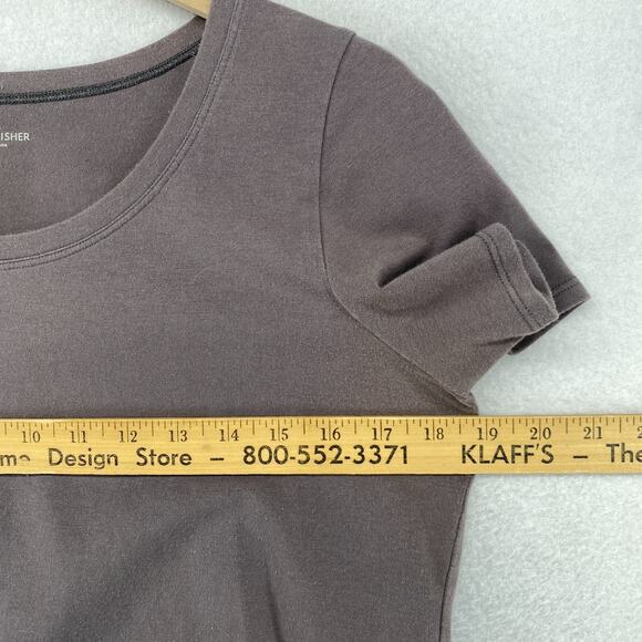 EILEEN FISHER Top M Stretch Organic Cotton Jersey Crewneck Short Sleeve Gray USA - Picture 8 of 10
